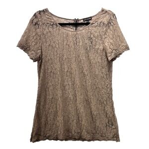 Express Lace Top Large Floral Sheer Cover Up Feminine Resortwear Travel Vacation